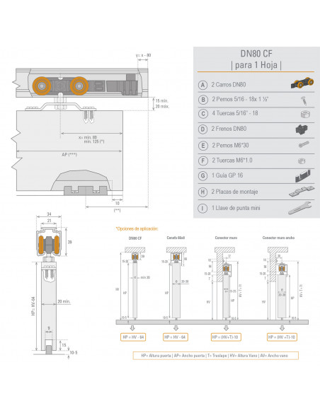 SISTEMA COLGANTE DN80 CON FRENO