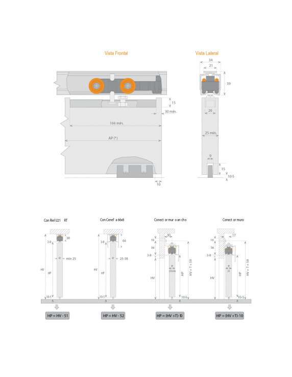 SISTEMA COLGANTE DN80 OCULTO