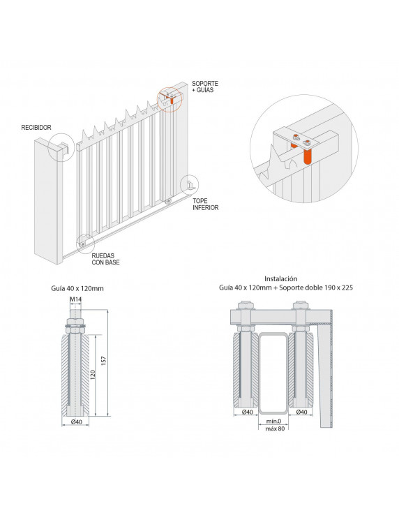 GUIA ROLLER 40X120MM