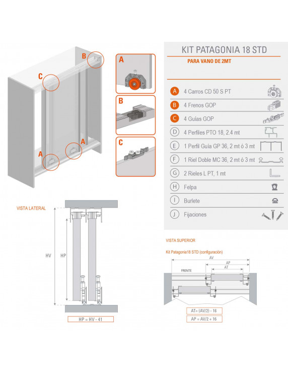 KIT CLOSET PATAGONIA ST18 2.00 MTS.