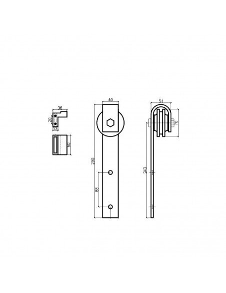 SET PUERTA CORREDERA PARCHE (GRANERO) H-A01 MADERA INOX