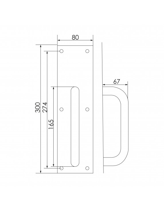 MANILLON 009B C/PLACA  300X80MM