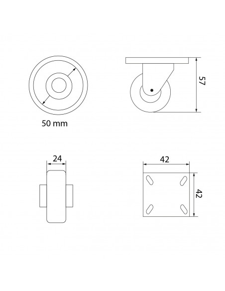 RUEDA 2" HORQUILLA GIRATORIA 40 KG GEL TRANSPARENTE