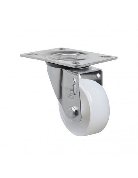 RUEDA 4" HORQUILLA INOXIDABLE GIRATORIA 170 KG NYLON