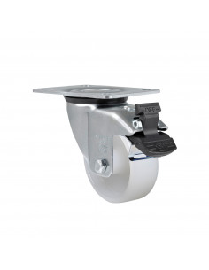 RUEDA 3" HORQUILLA GIRATORIA INOXIDABLE  Y FRENO 150 KG...