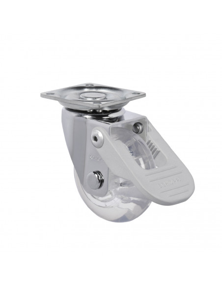 RUEDA 2" HORQUILLA GIRATORIA Y FRENO 40 KG GEL TRANSPARENTE