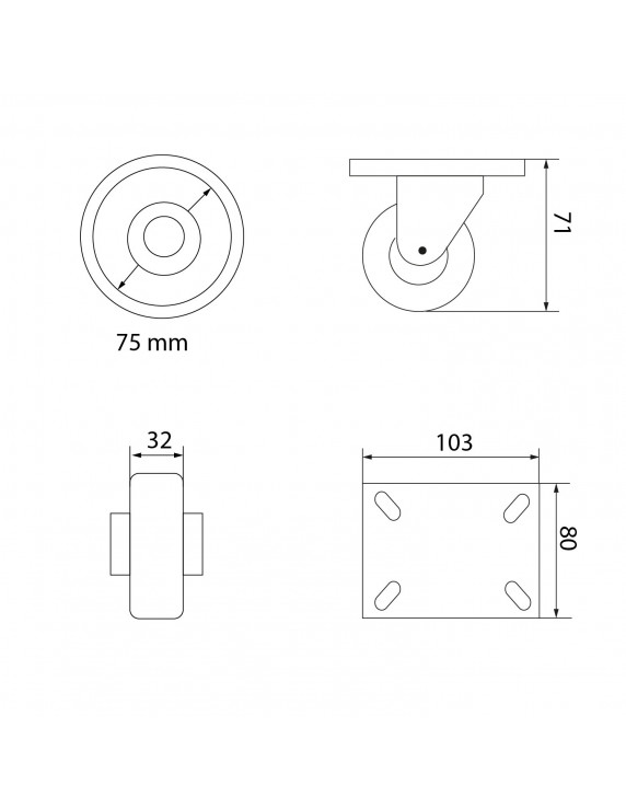 RUEDA 3" HORQUILLA INOXIDABLE GIRATORIA 150 KG...