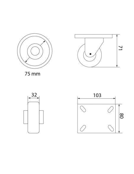 RUEDA 3" HORQUILLA INOXIDABLE GIRATORIA 150 KG NYLON