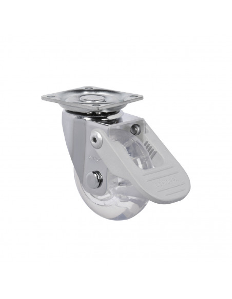 RUEDA 3" HORQUILLA GIRATORIA Y FRENO 50 KG GEL HUMO