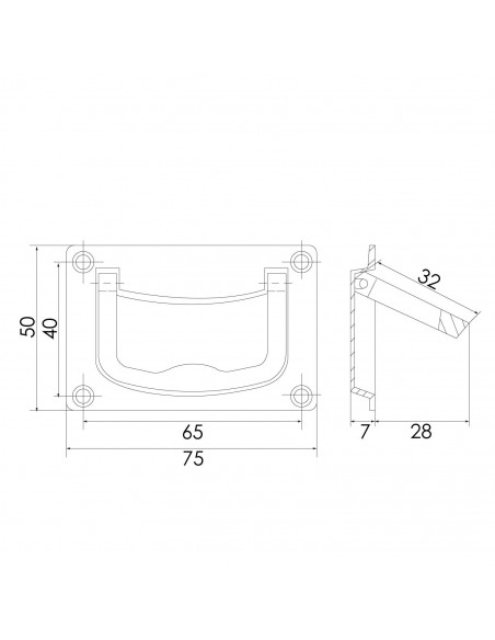 ASA 06320Z MARINA EMBUT. 75X50MM BRONCE