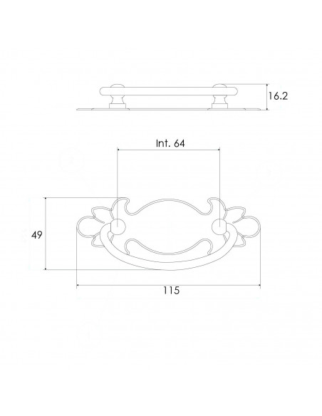 TIRADOR 06999 OVAL C/PL Y PERNOS 115X49MM