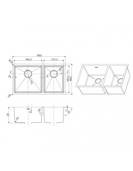 LAVAPLATO B/C 2 CUBAS 903014 C/DESAGUE Y SIFON