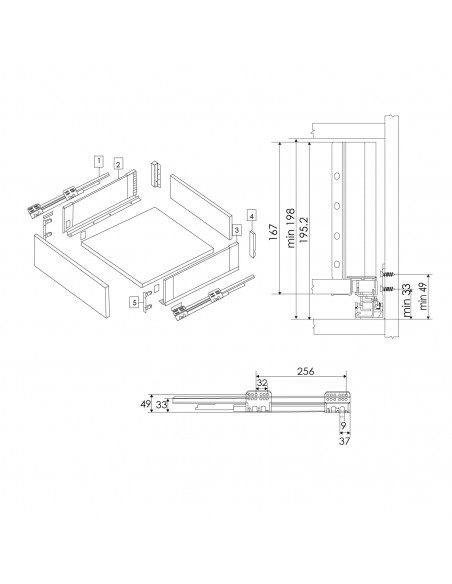 KIT CAJON G1313 MINIBOX 500X167MM BLANCO