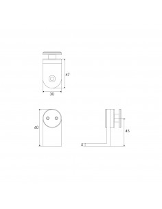 SOPORTE FIJO CRISTAL A PARED O SUELO 90° 2