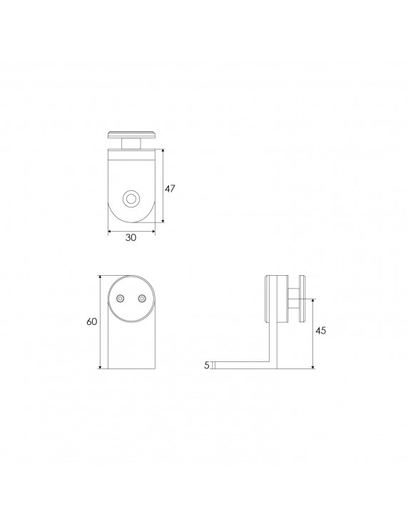 SOPORTE FIJO CRISTAL A PARED O SUELO 90°
