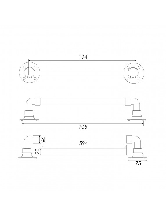 TOALLERO BARRA M900 60CMS