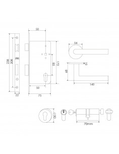 KIT 2816 INOX OFICINA / ACCESO / DORMITORIO 2