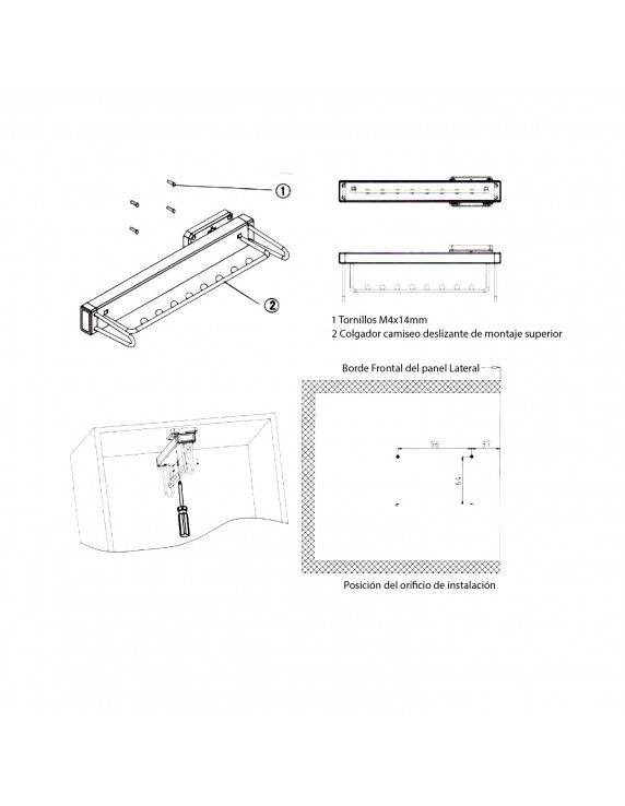 CAMISERO DESLIZANTE  WS4307S CIERRE SUAVE BLANCO