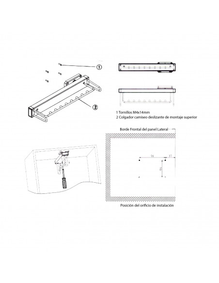 CAMISERO DESLIZANTE  WS4307S CIERRE SUAVE BLANCO