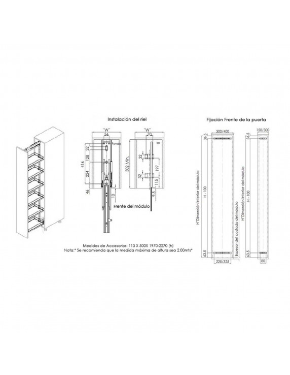 KIT COLUMNA 150X1790X2270MM 6 CESTOS SLOWMOT.