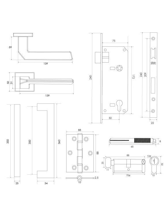 SET ACCESO/OFICINA CROMO ST INOX DOOR DAP BJ2211B