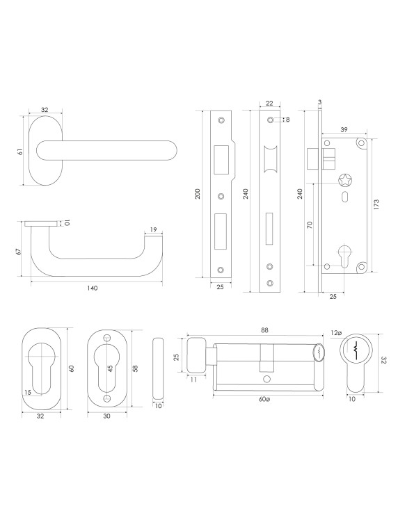 KIT PERFIL INOX OFICINA/ACCESO 2814/TP60