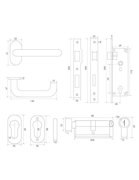 KIT PERFIL INOX OFICINA/ACCESO 2814/TP60