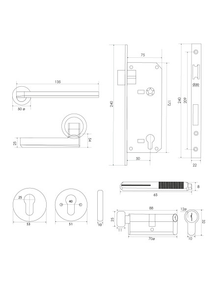KIT BJ74204 NEGRO LIBRE PASO + BISAGRAS NEGRAS