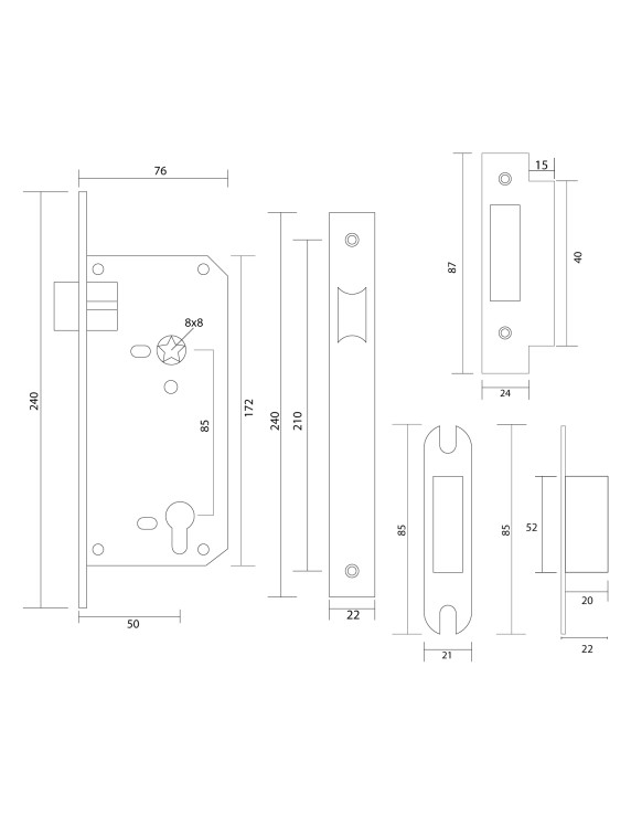 CERRADURA 5085 EMBUT. L/PASO