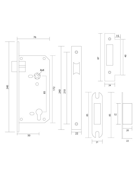 CERRADURA 5085 EMBUT. L/PASO