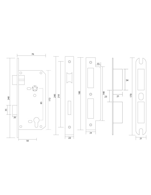 CERRADURA INOX SATIN 5085 MULTIPLE