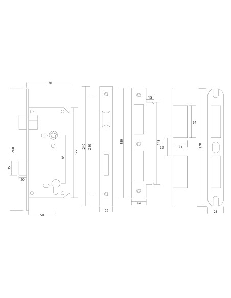 CERRADURA INOX SATIN 5085 MULTIPLE