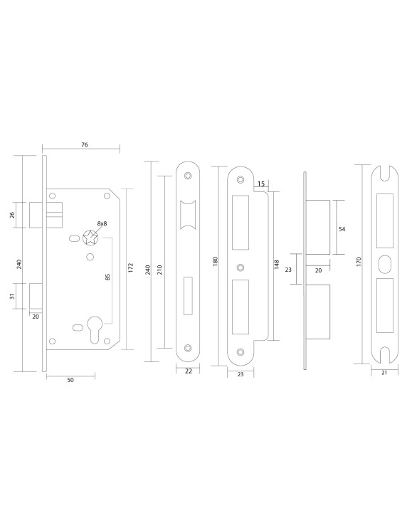 CERRADURA 5085 EMBUT. MULTIPLE R5/8