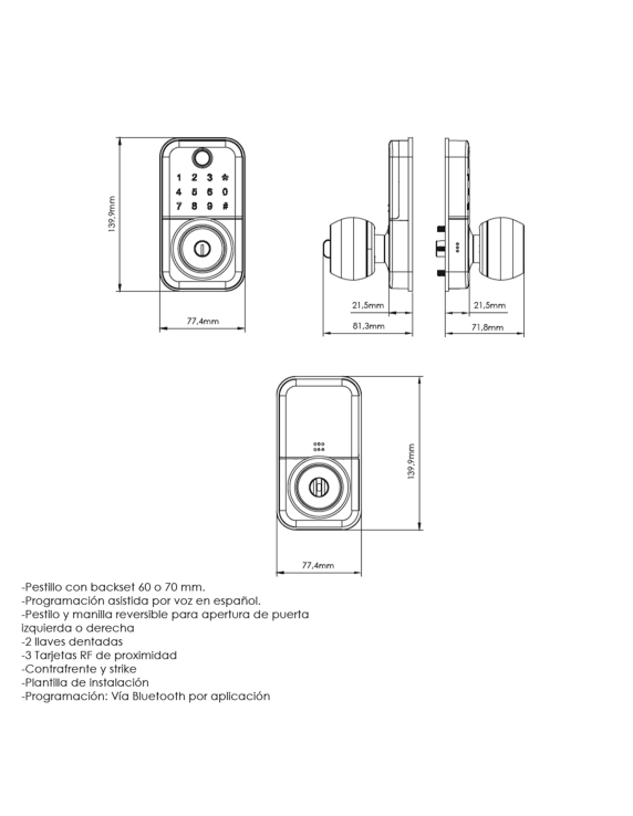 CERRADURA DIGITAL H17B-TB BALL+INSTALACIÓN